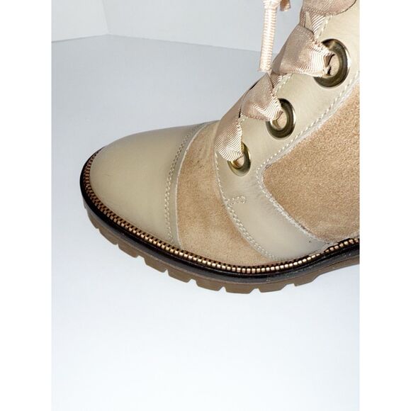 Softwaves Sahara Boots Leather Suede Ribbon Tie Chunky Lug Combat Boho Tan 36/6 - Picture 8 of 16